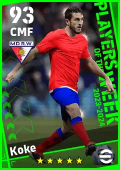 Koke eFootball 2026 player card — 93 OVR CMF