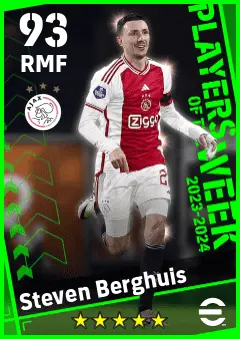 Steven Berghuis eFootball 2026 player card — 93 OVR RMF