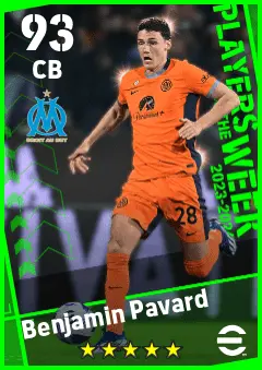 Benjamin Pavard eFootball 2026 player card — 93 OVR CB