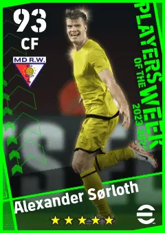 Alexander Sorloth eFootball 2026 player card — 93 OVR CF