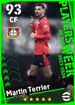 Martin Terrier eFootball 2026 player card — 93 OVR CF
