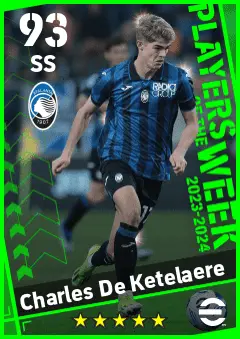 Charles De Ketelaere eFootball 2026 player card — 93 OVR SS