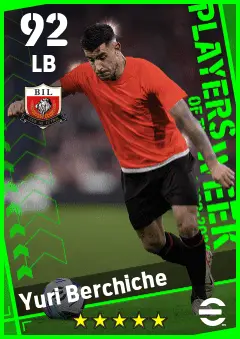 Yuri Berchiche eFootball 2026 player card — 92 OVR LB