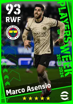 Marco Asensio eFootball 2026 player card — 93 OVR RWF