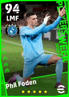 Phil Foden eFootball 2026 player card — 94 OVR LMF
