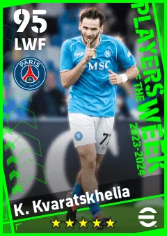 K. Kvaratskhelia eFootball 2026 player card — 95 OVR LWF