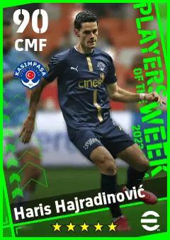 Haris Hajradinovic eFootball 2026 player card — 90 OVR CMF