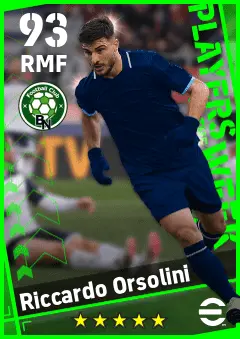 Riccardo Orsolini eFootball 2026 player card — 93 OVR RMF