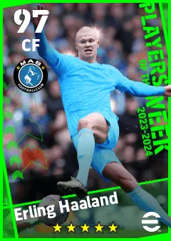 Erling Haaland eFootball 2026 player card — 97 OVR CF