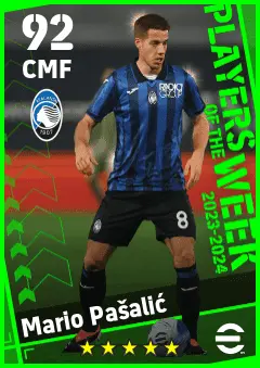 Mario Pasalic eFootball 2026 player card — 92 OVR CMF
