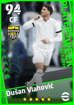 Dusan Vlahovic eFootball 2026 player card — 94 OVR CF