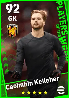 Caoimhin Kelleher eFootball 2026 player card — 92 OVR GK
