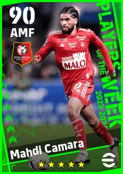 Mahdi Camara eFootball 2026 player card — 90 OVR AMF
