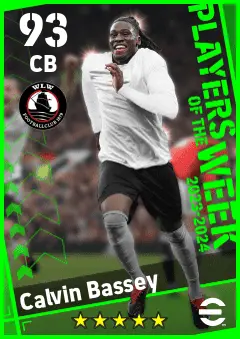 Calvin Bassey eFootball 2026 player card — 93 OVR CB