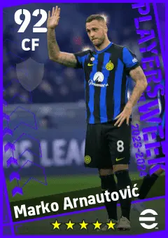 Marko Arnautovic eFootball 2026 player card — 92 OVR CF