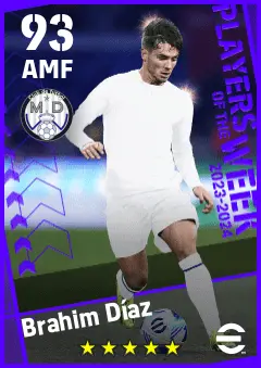 Brahim Diaz eFootball 2026 player card — 93 OVR AMF