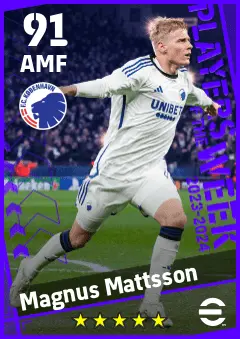 Magnus Mattsson eFootball 2026 player card — 91 OVR AMF