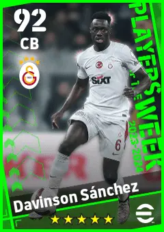 Davinson Sanchez eFootball 2026 player card — 92 OVR CB