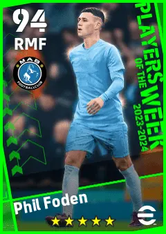 Phil Foden eFootball 2026 player card — 94 OVR RMF