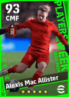 Alexis Mac Allister eFootball 2026 player card — 93 OVR CMF