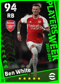 Ben White eFootball 2026 player card — 94 OVR RB