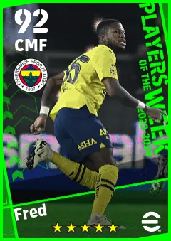 Fred eFootball 2026 player card — 92 OVR CMF