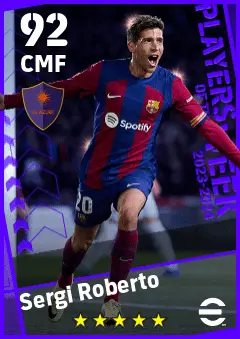 Sergi Roberto eFootball 2026 player card — 92 OVR CMF