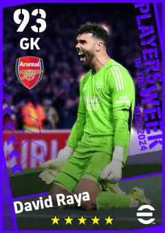 David Raya eFootball 2026 player card — 93 OVR GK