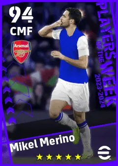 Mikel Merino eFootball 2026 player card — 94 OVR CMF