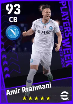 Amir Rrahmani eFootball 2026 player card — 93 OVR CB