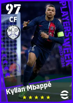 Kylian Mbappe eFootball 2026 player card — 97 OVR CF