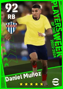 Daniel Munoz eFootball 2026 player card — 92 OVR RB