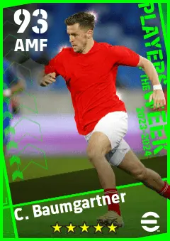 C. Baumgartner eFootball 2026 player card — 93 OVR AMF