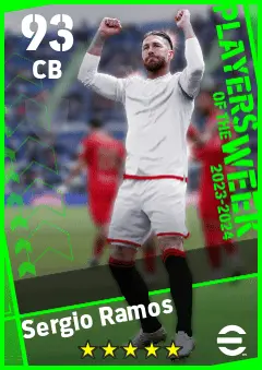 Sergio Ramos eFootball 2026 player card — 93 OVR CB