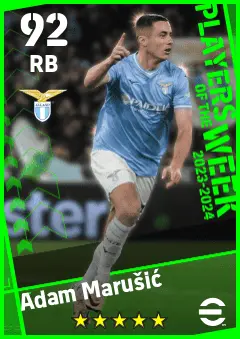 Adam Marusic eFootball 2026 player card — 92 OVR RB