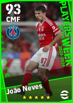 Joao Neves eFootball 2026 player card — 93 OVR CMF