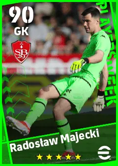 Radoslaw Majecki eFootball 2026 player card — 90 OVR GK