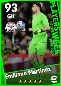 Emiliano Martinez eFootball 2026 player card — 93 OVR GK
