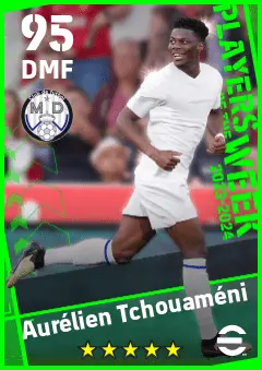 Aurelien Tchouameni eFootball 2026 player card — 95 OVR DMF