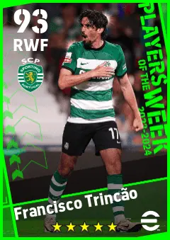 Francisco Trincao eFootball 2026 player card — 93 OVR RWF