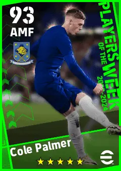 Cole Palmer eFootball 2026 player card — 93 OVR AMF