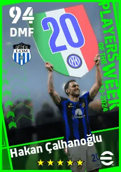 Hakan Calhanoglu eFootball 2026 player card — 94 OVR DMF