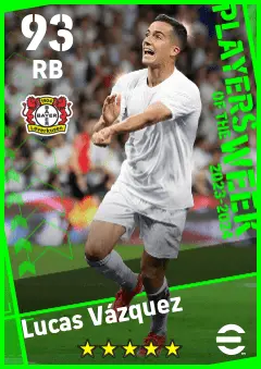 Lucas Vazquez eFootball 2026 player card — 93 OVR RB