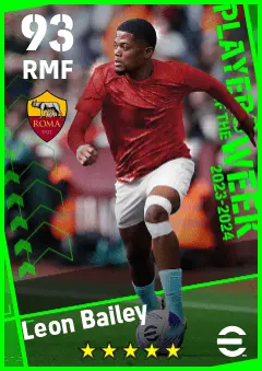 Leon Bailey eFootball 2026 player card — 93 OVR RMF