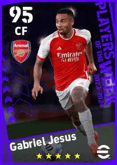 Gabriel Jesus eFootball 2026 player card — 95 OVR CF