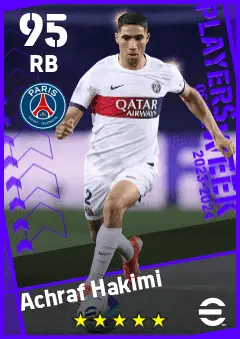 Achraf Hakimi eFootball 2026 player card — 95 OVR RB