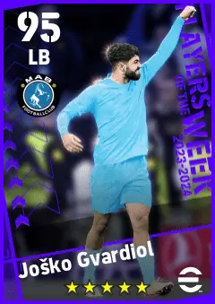 Josko Gvardiol eFootball 2026 player card — 95 OVR LB
