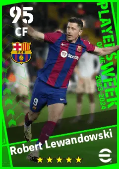 Robert Lewandowski eFootball 2026 player card — 95 OVR CF