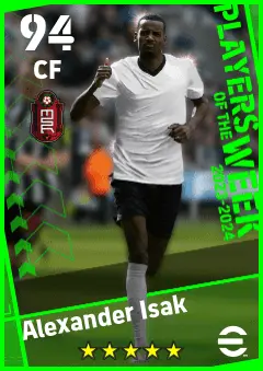 Alexander Isak eFootball 2026 player card — 94 OVR CF