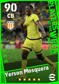 Yerson Mosquera eFootball 2026 player card — 90 OVR CB